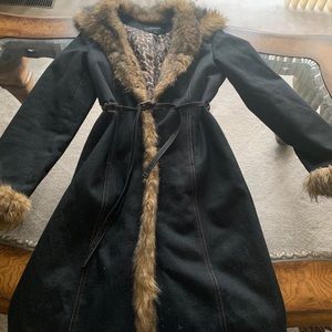 Jean coat with fur